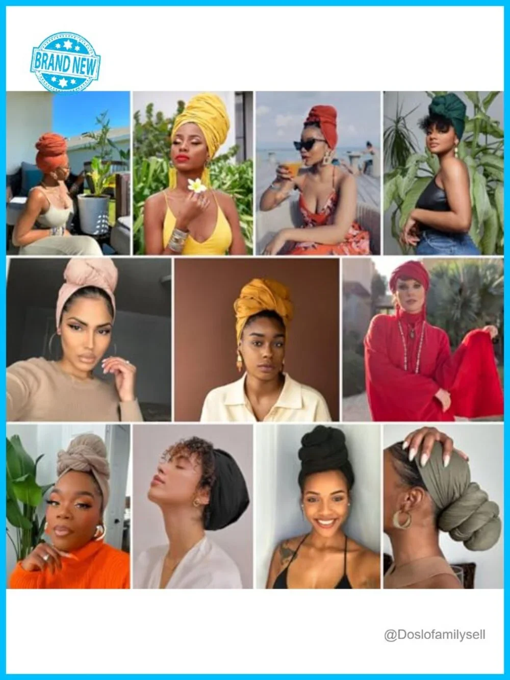 4-Pack Stretch Jersey Head Wrap Turban Hairband Scarf Ultra Soft Breathable